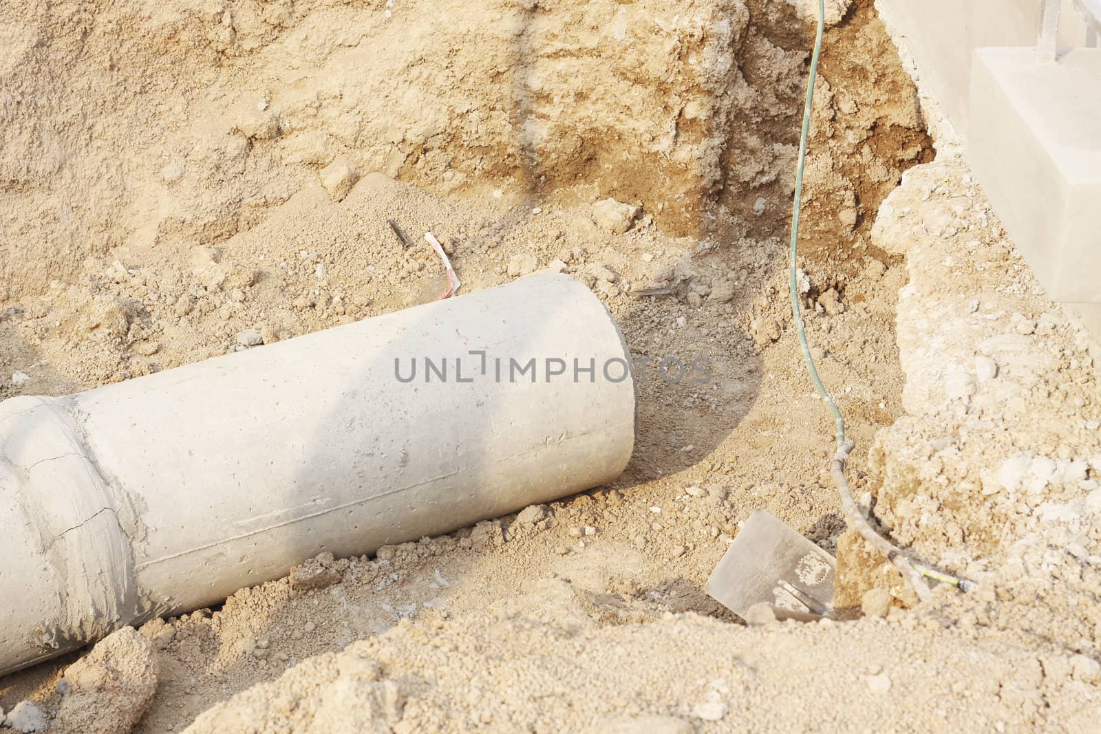 Concrete Drainage Pipe on a Construction Site