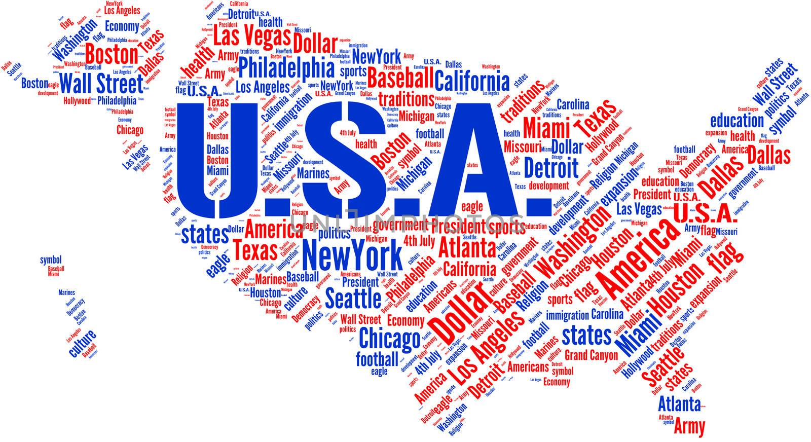 Tag cloud - cities of USA by lifeinapixel