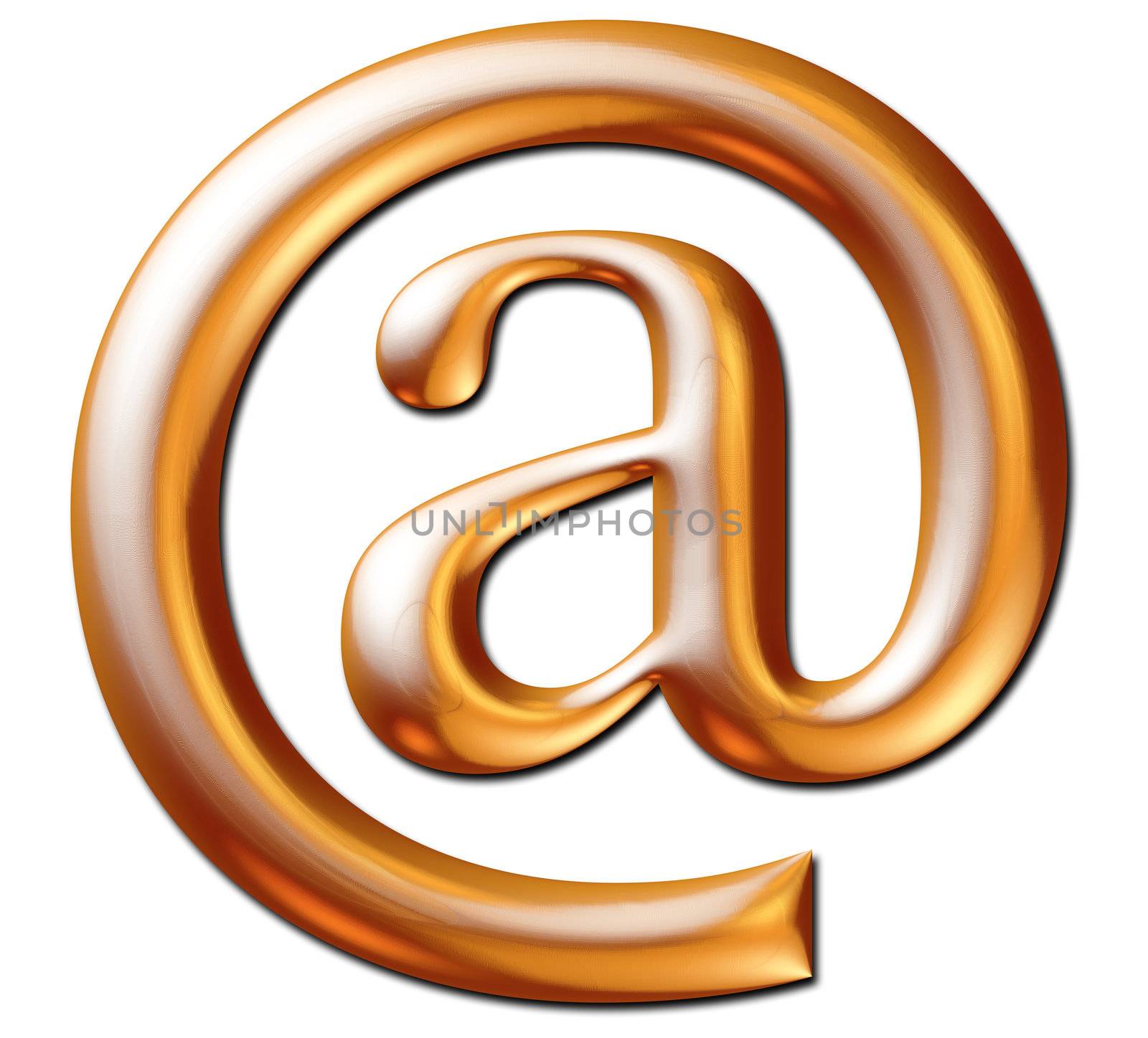 3d golden email symbol isolated in white