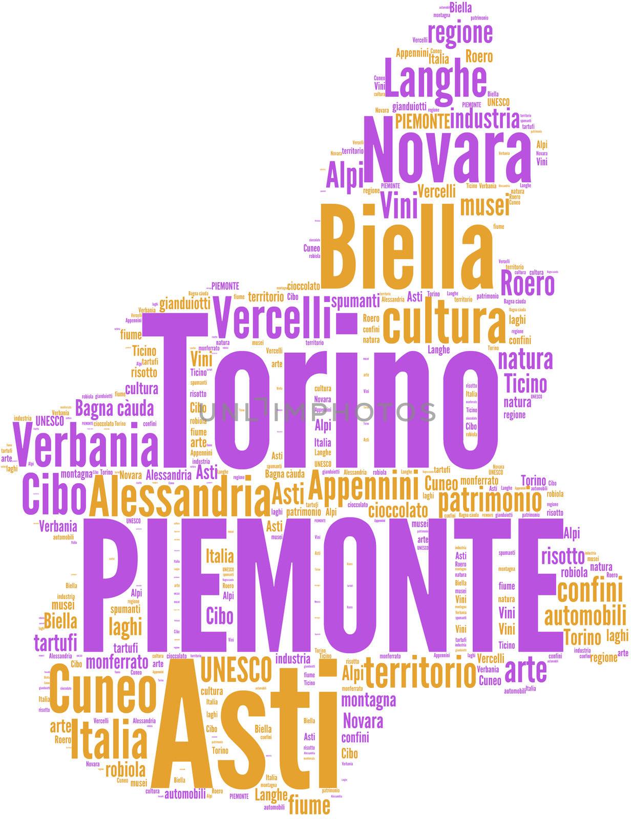 Italy regions word cloud illustration - part of a set