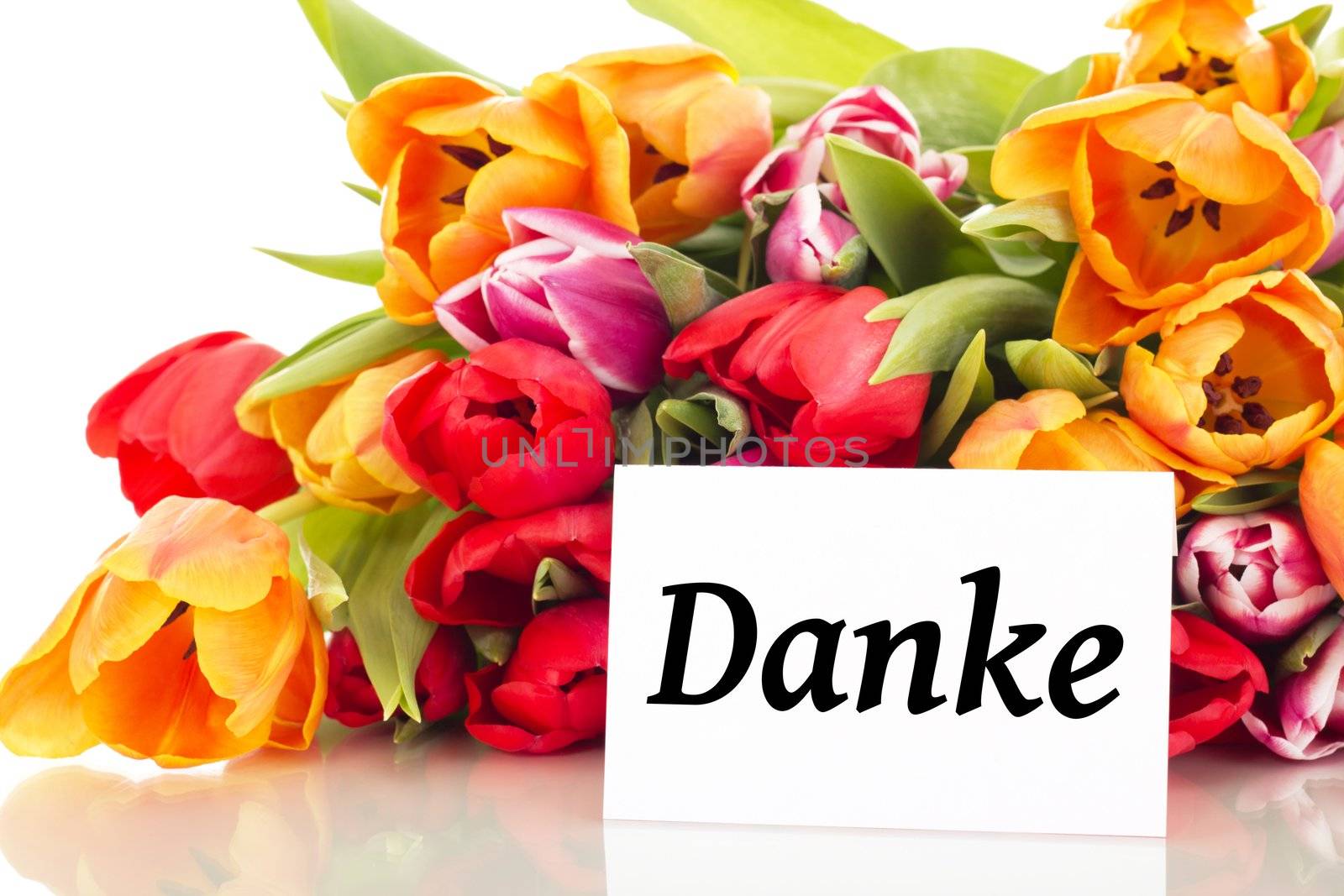 Bunch of tulips with card: Thank you