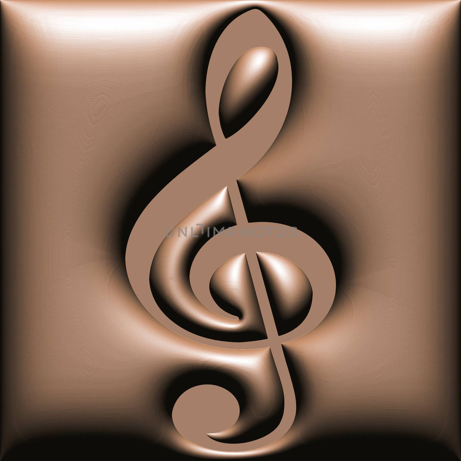Chocolate treble clef 3d illustration