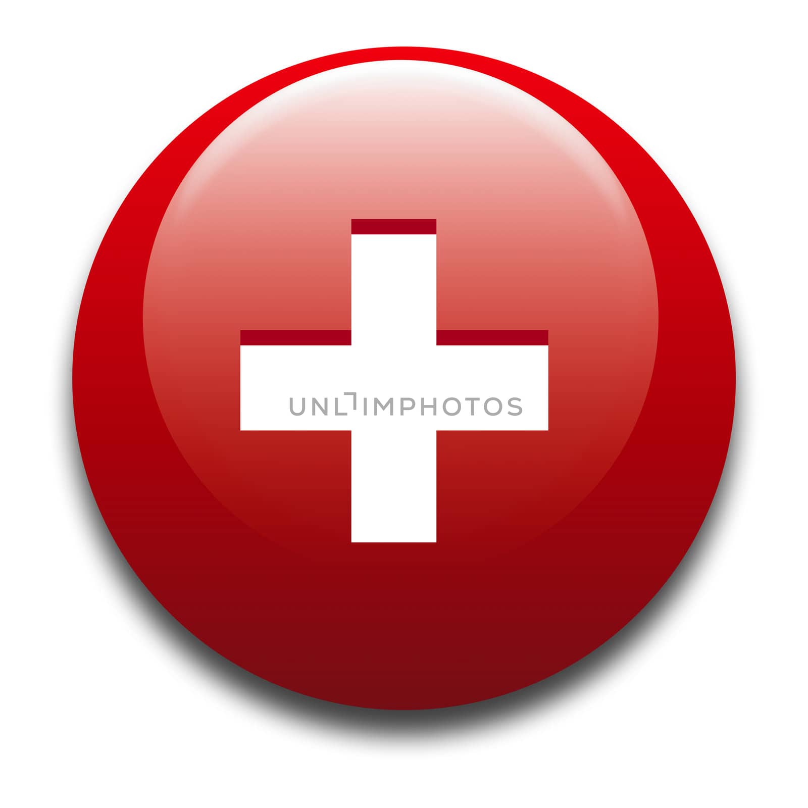 3d rendering of a badge with the Swiss flag