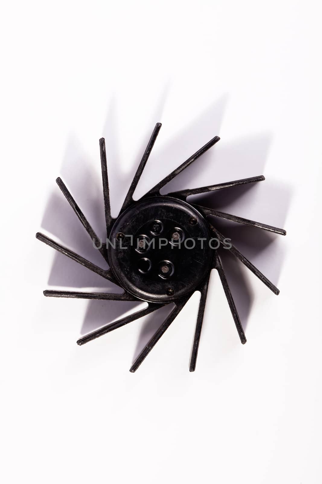 Laptop black fan front view on white background