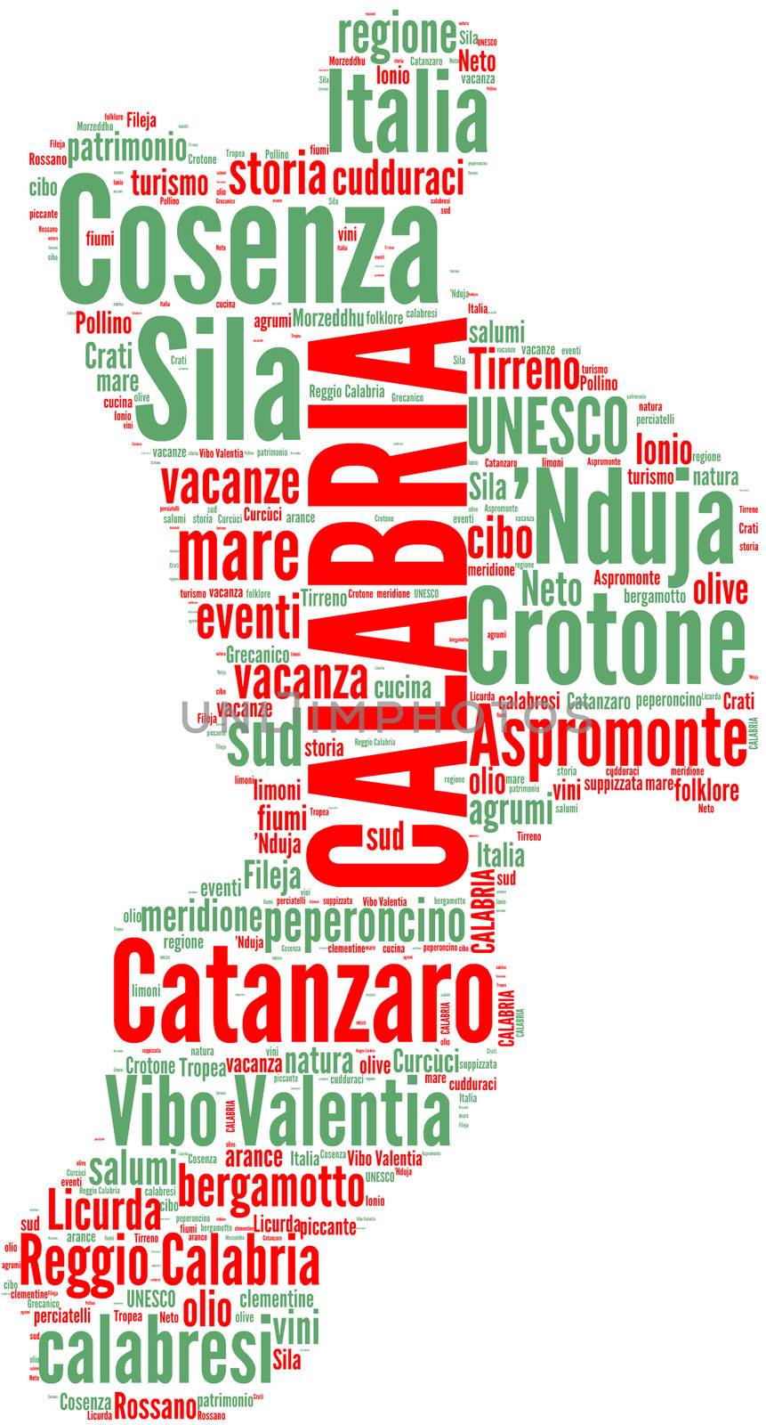 Italy regions word cloud illustration - part of a set