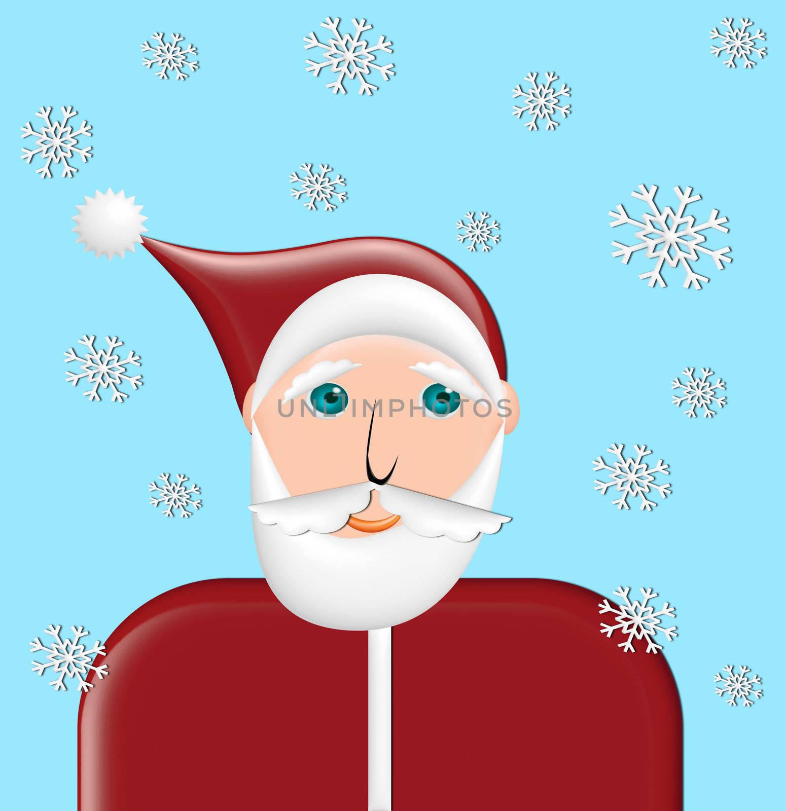 Merry Christmas illustration with Santa Claus on a snowy  background