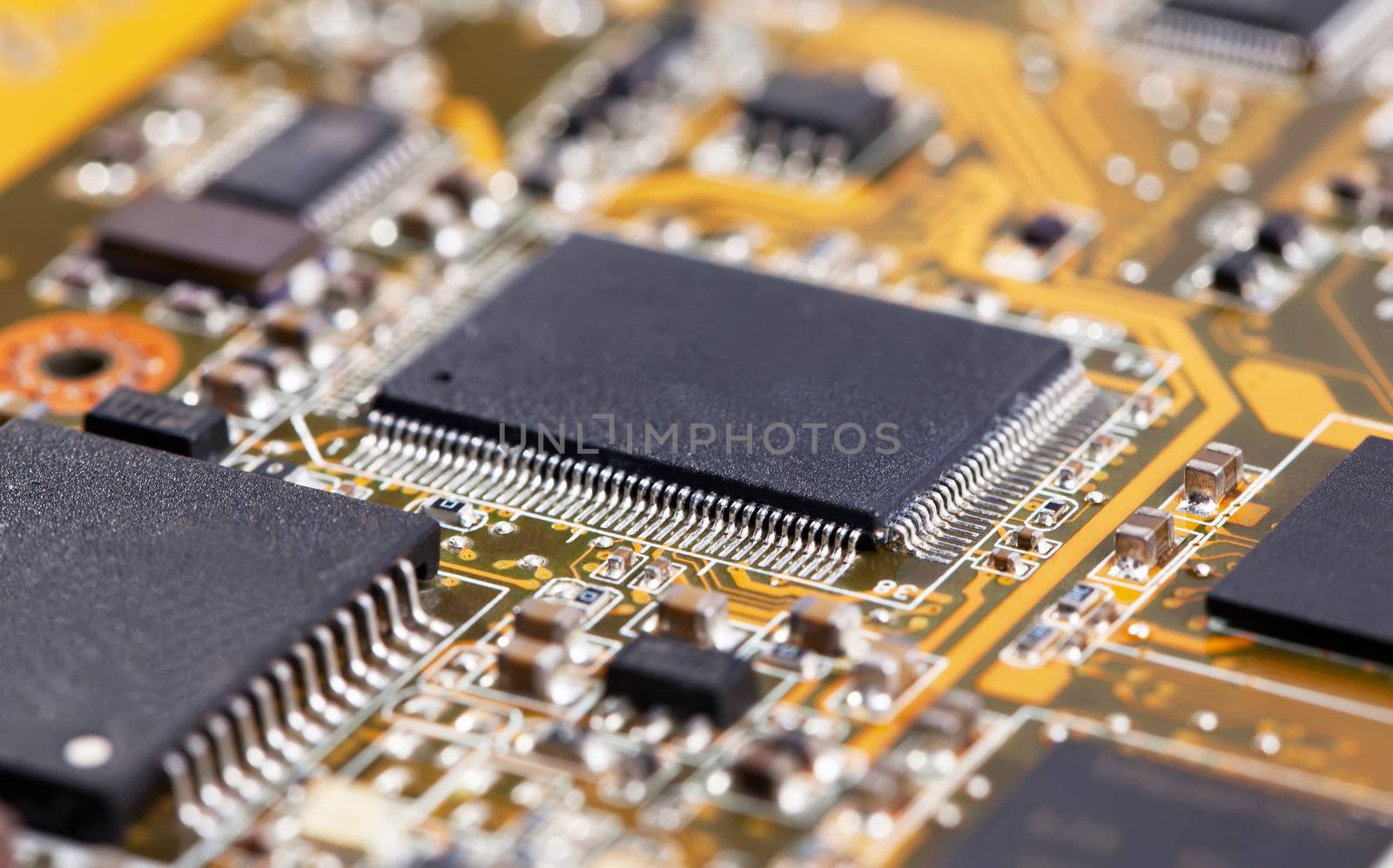 Laptop yellow motherboard with video card by RawGroup