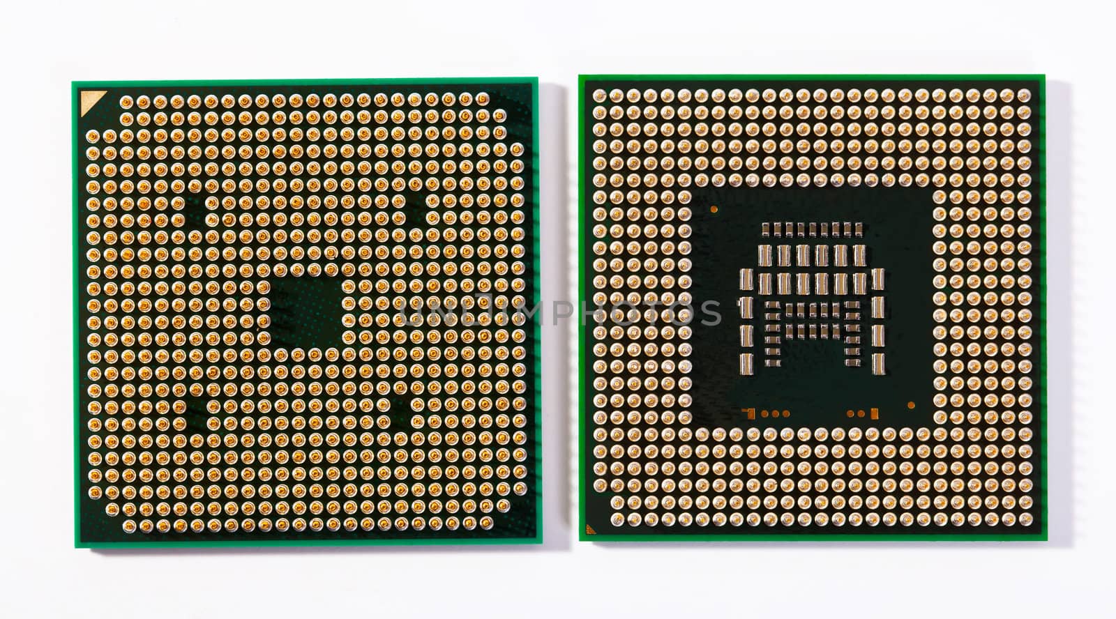 Two laptop processors on the white background