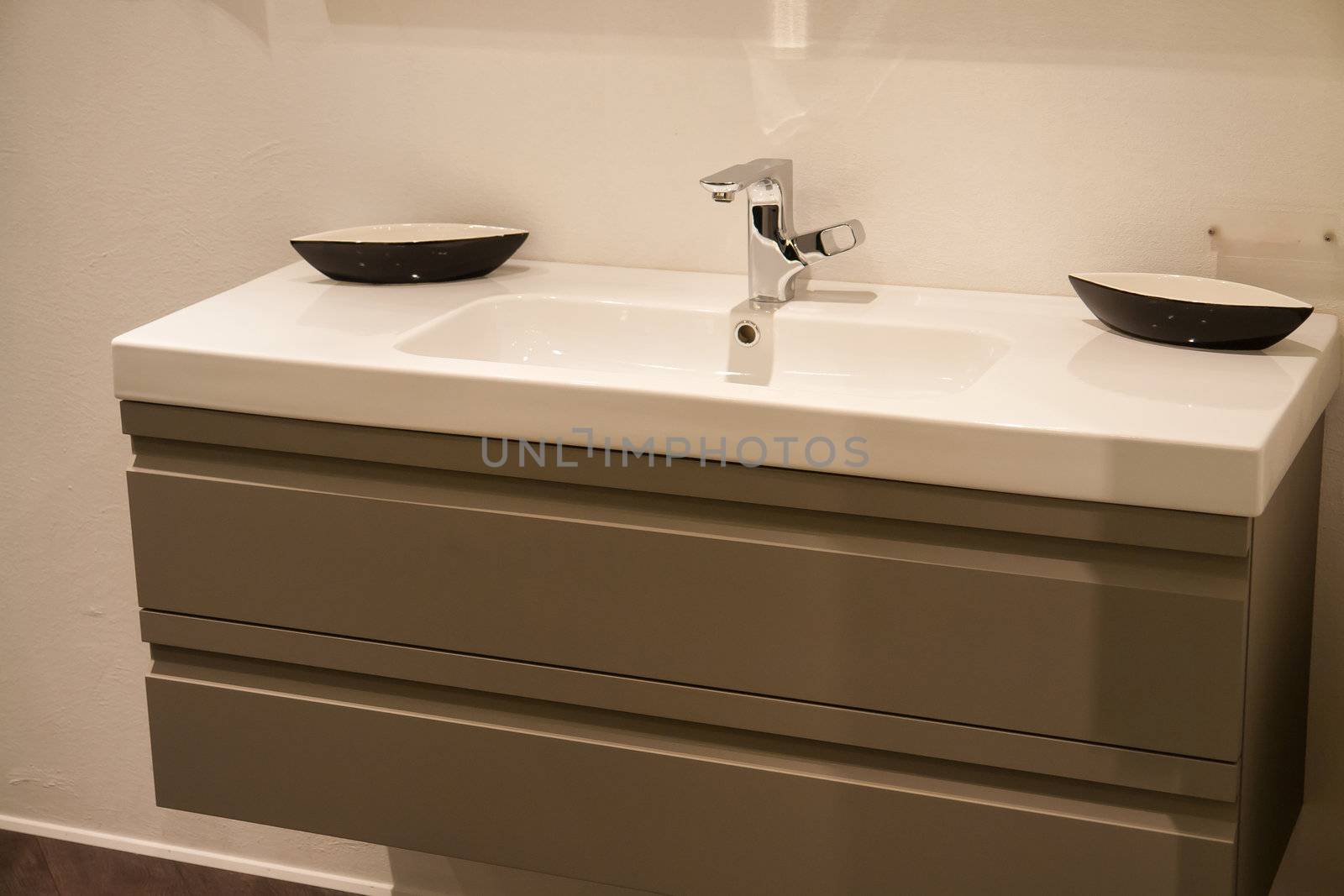 Beautiful Large Modern Trendy Design Black and White Bathroom in Luxury Home