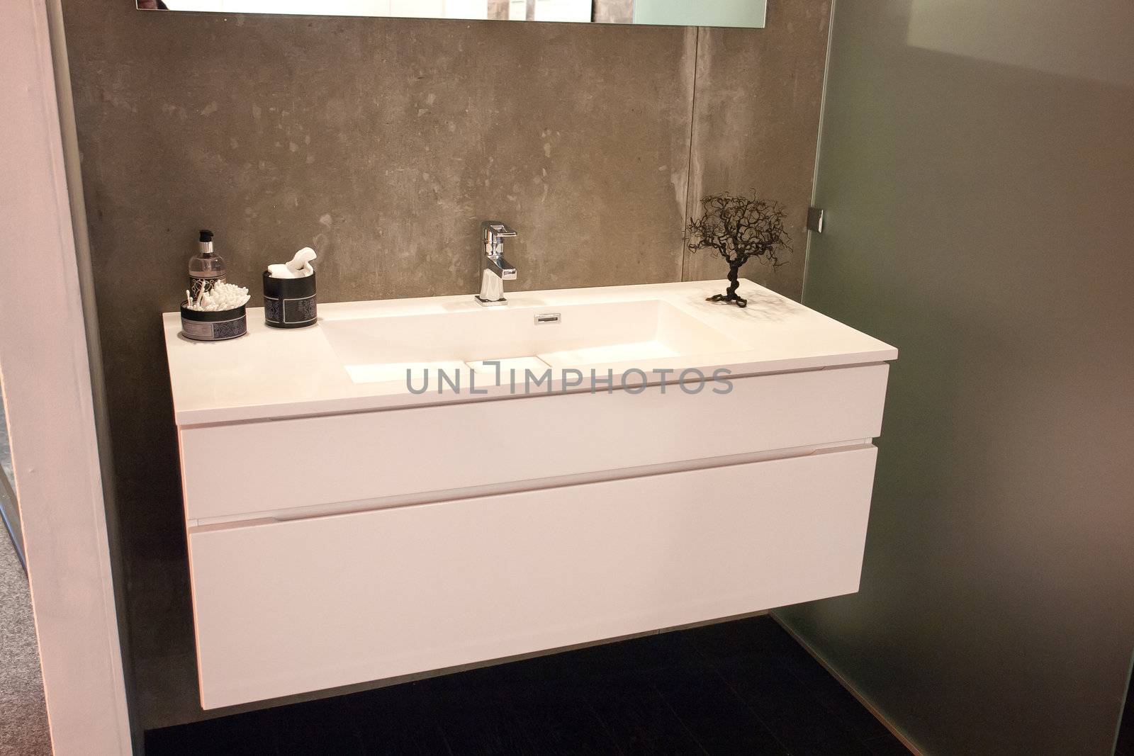 Beautiful Large Modern Trendy Design Black and White Bathroom in Luxury Home