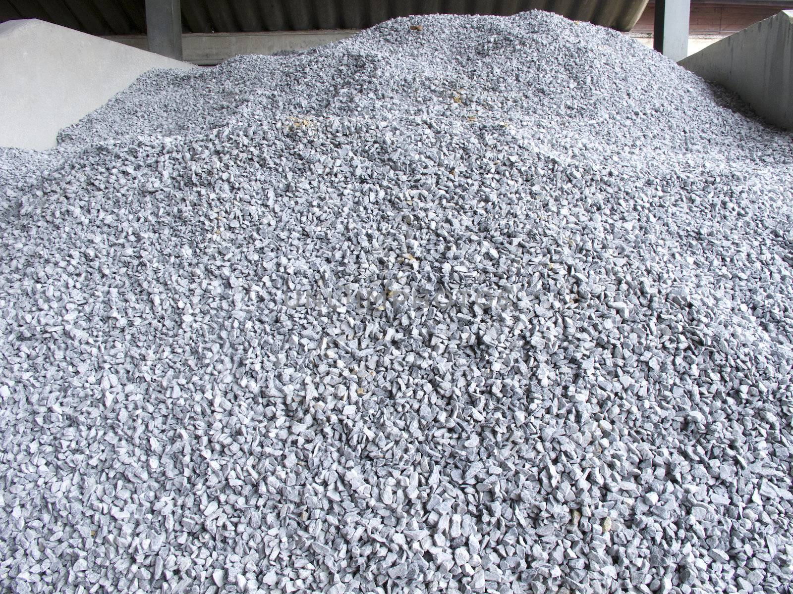 Pile of construction gravel in store
