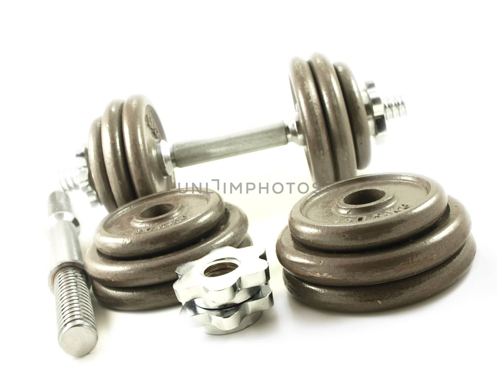 Dumbbells isolated towards white