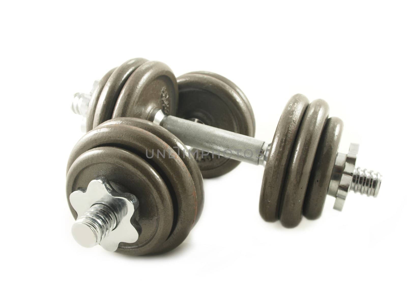 Dumbbells isolated towards white