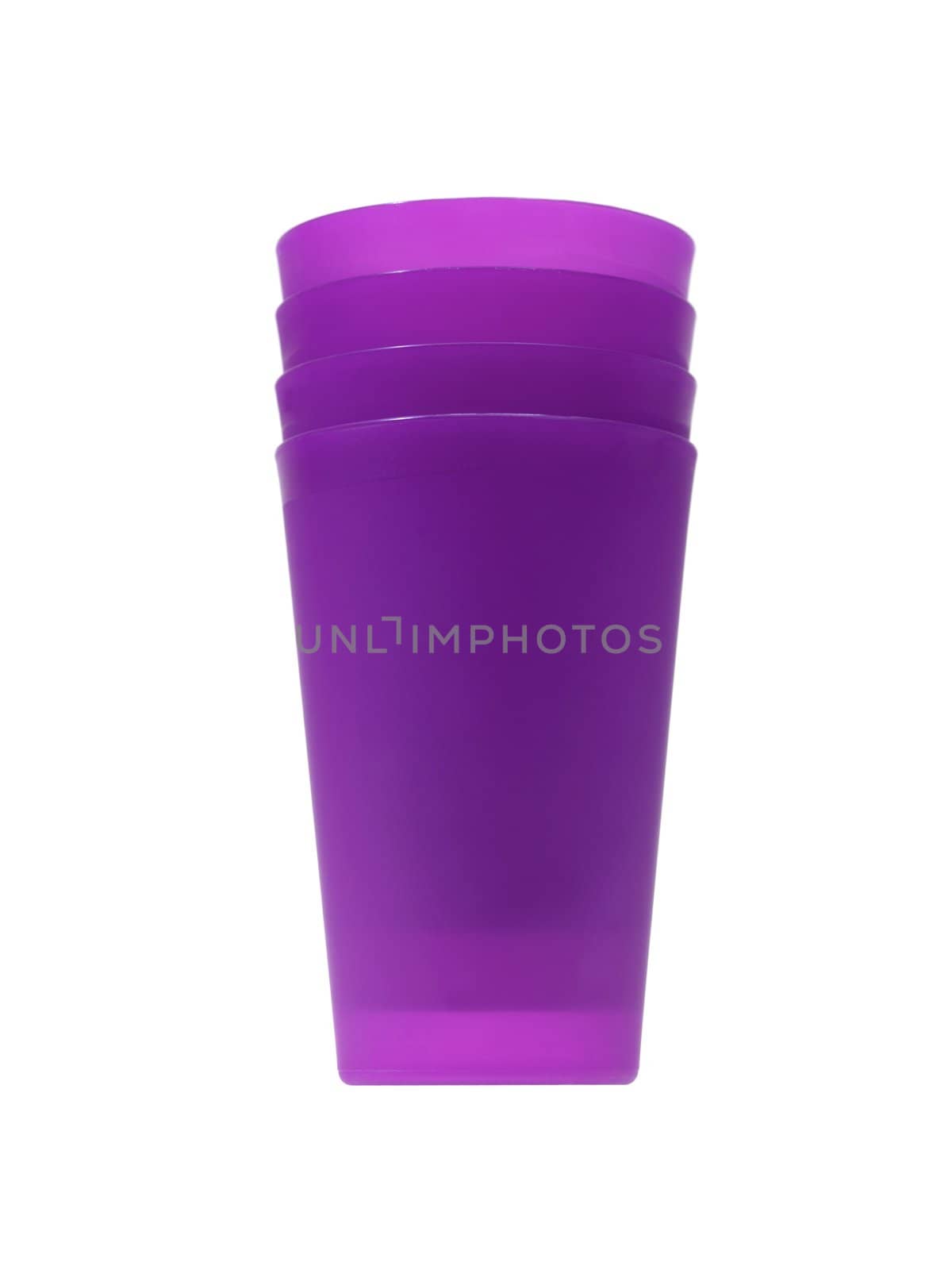 Plastic drinking cups isolated against a white background