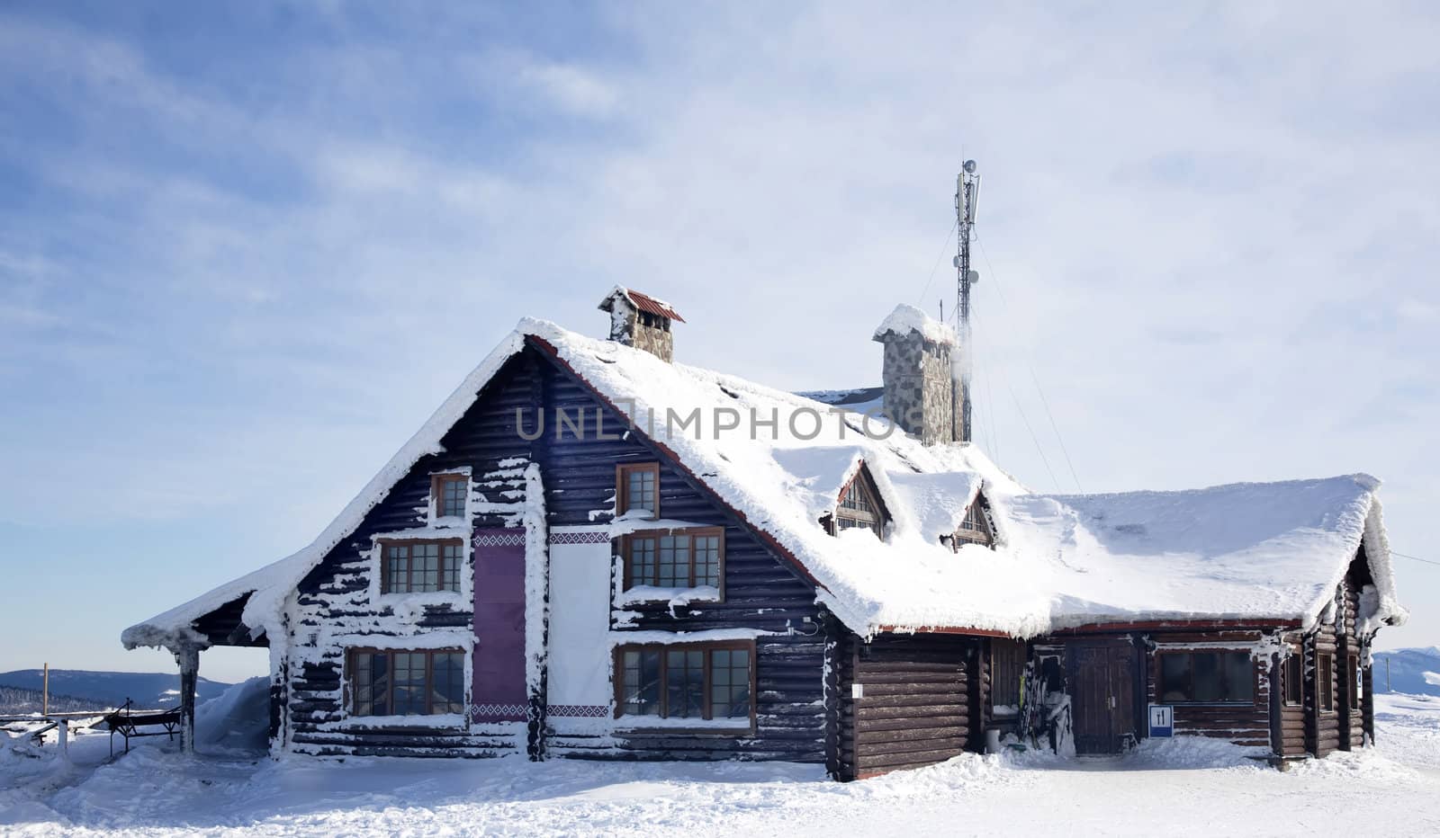 Restaurant on the top of Carpathian Mountains