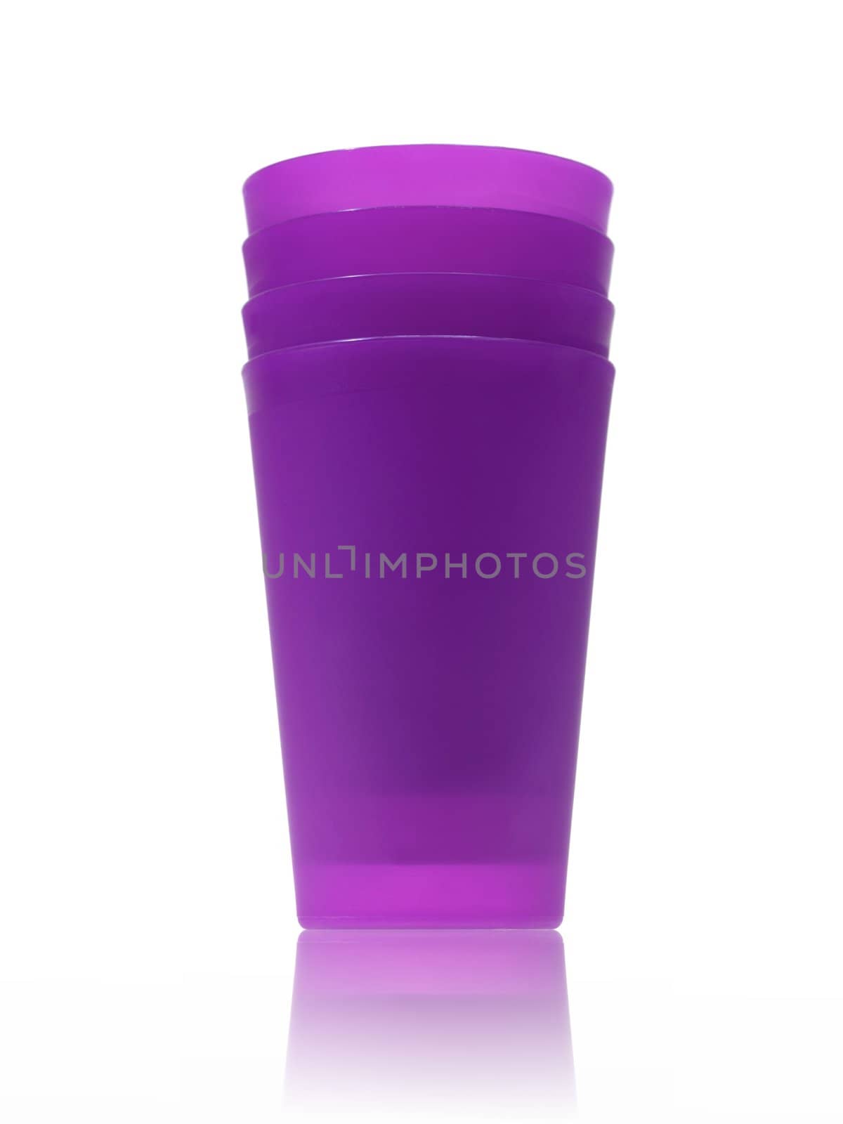 Plastic drinking cups isolated against a white background