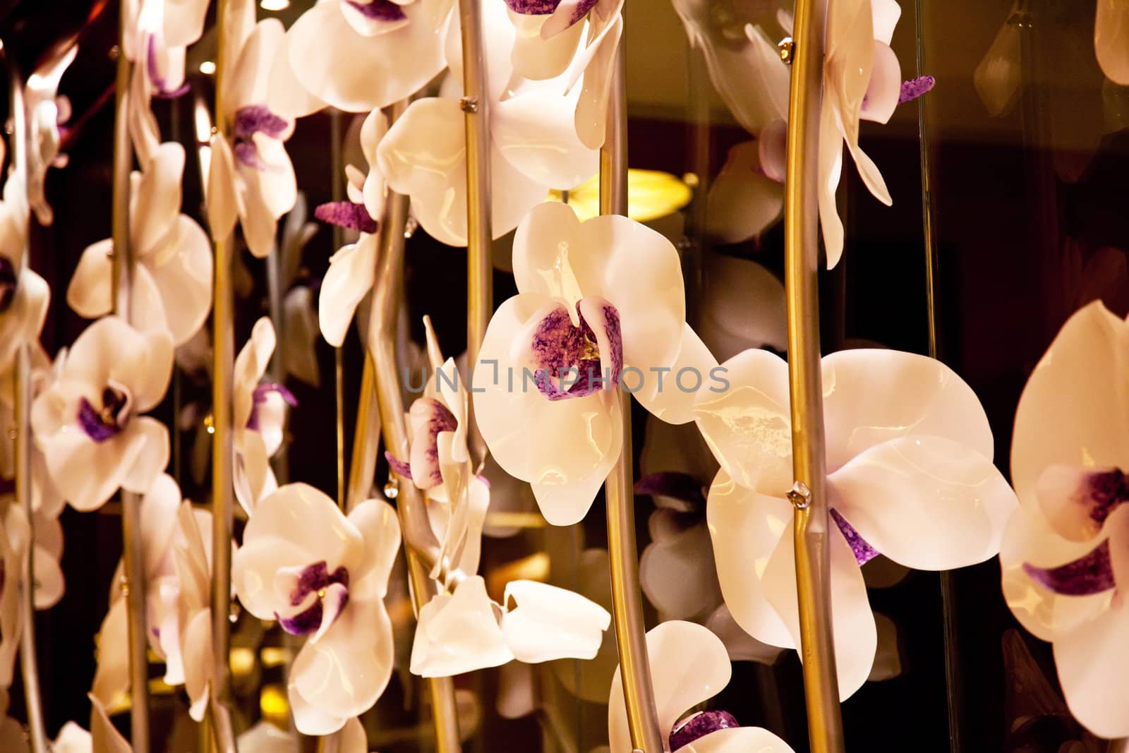 Artificial orchid interior decoration made from glass