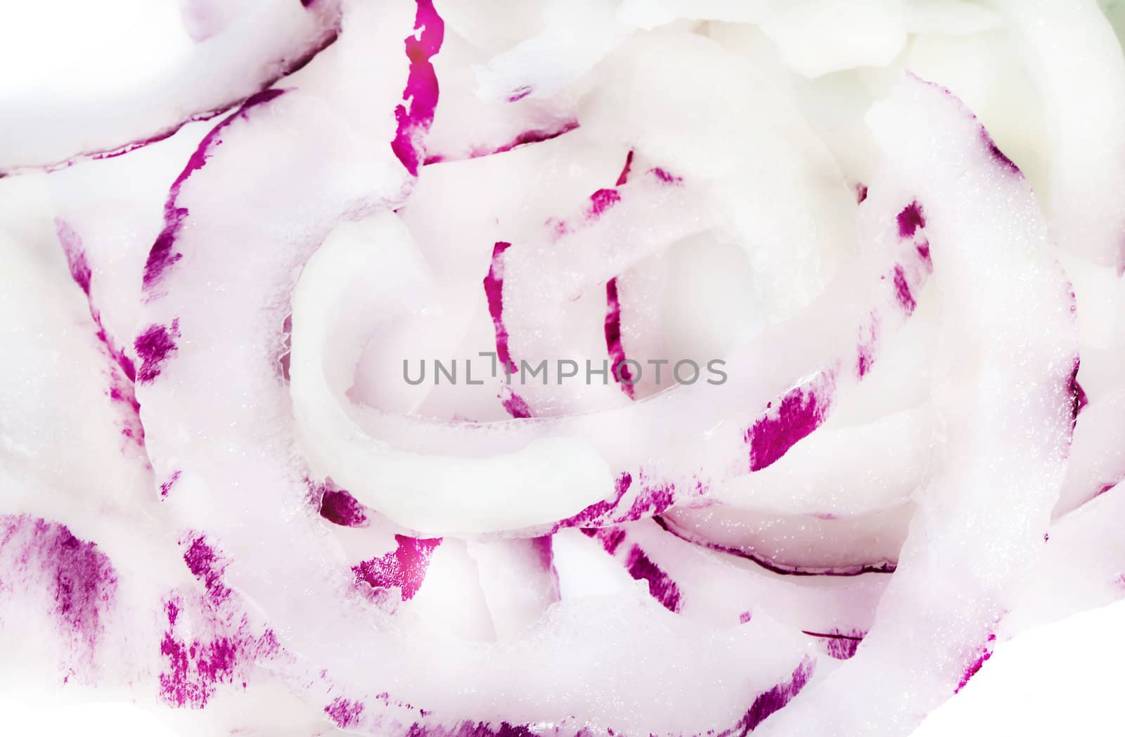 Purple onion rings isolated on white