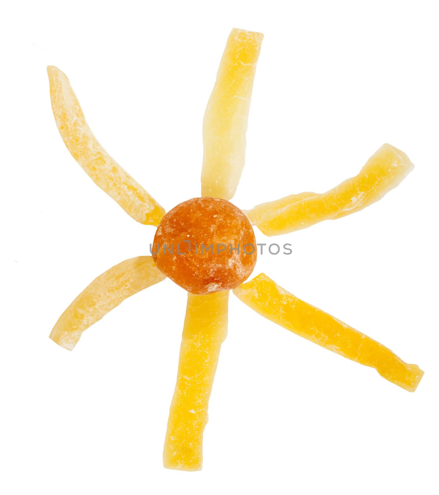 Sun made from dried papaya and mandarin