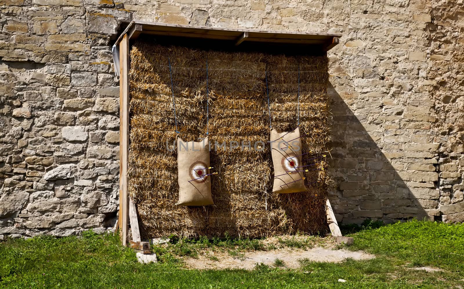 Medieval Target in Hotin castle in summer in Ukraine
