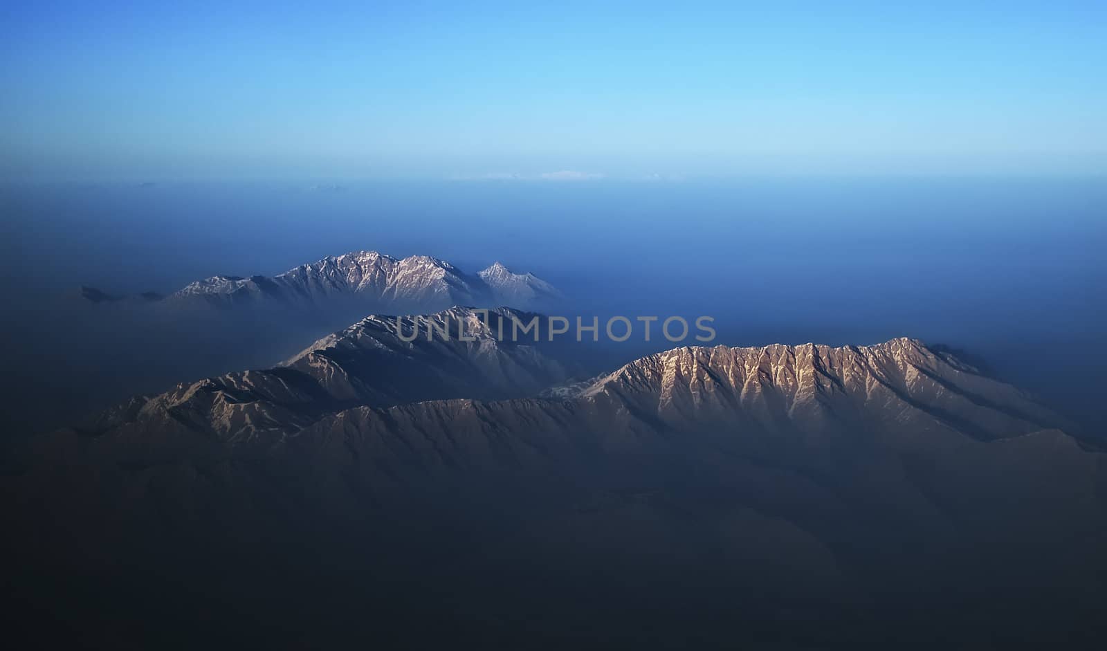 Aerial view of a wonderful blue mountains in Iran