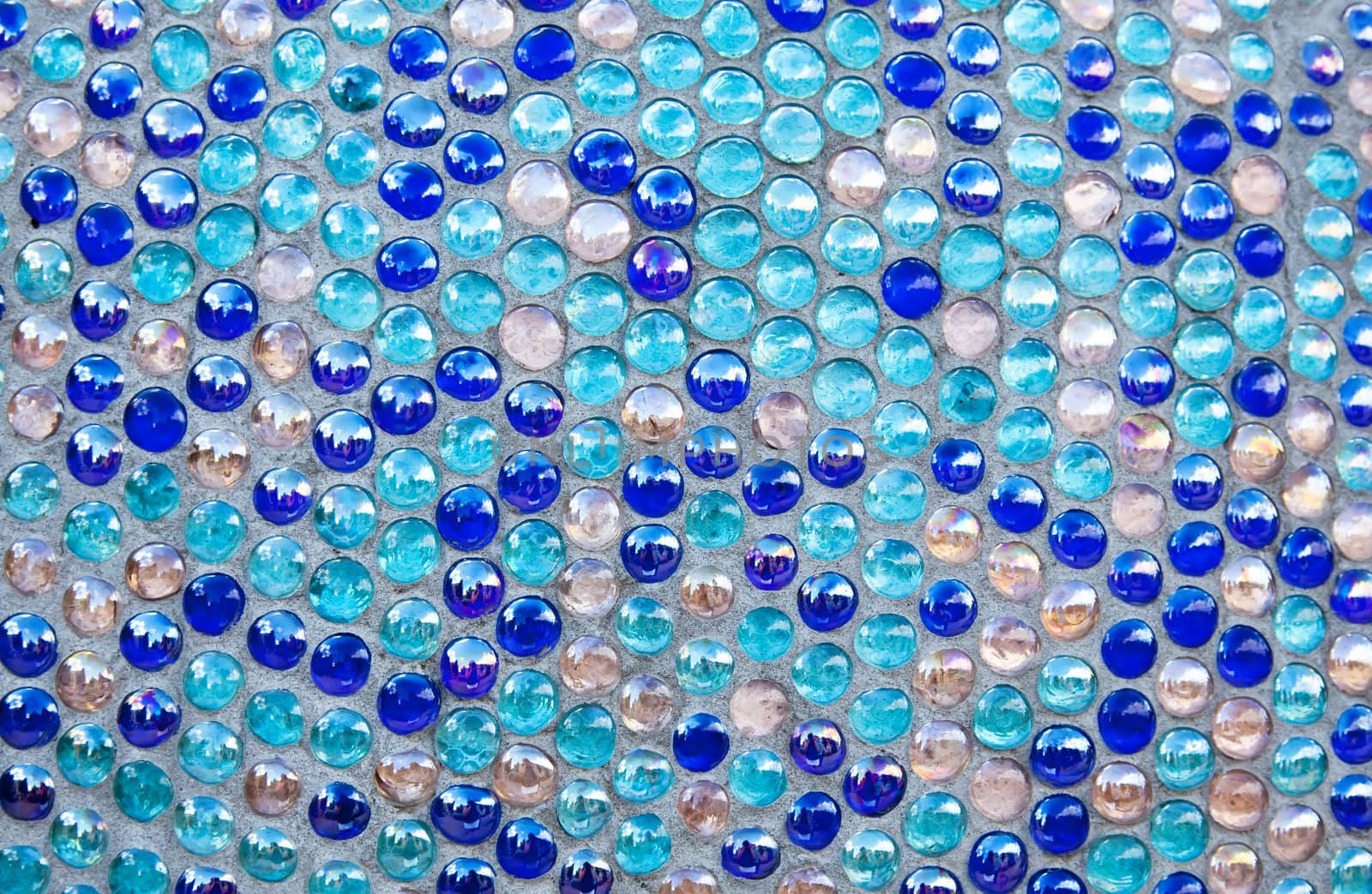 Round blue glass mosaic tile pattern