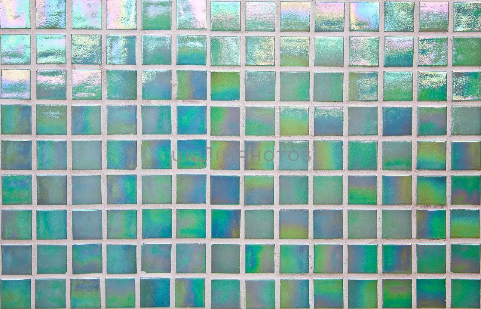 Nacreous green mosaic tile pattern