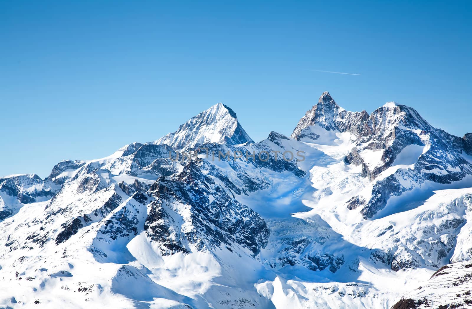 Alpine hills in snow in February