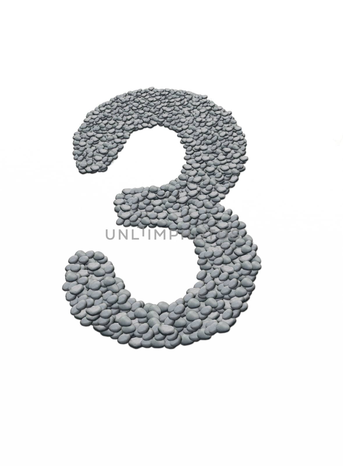 alphabet, number 3 with stone background