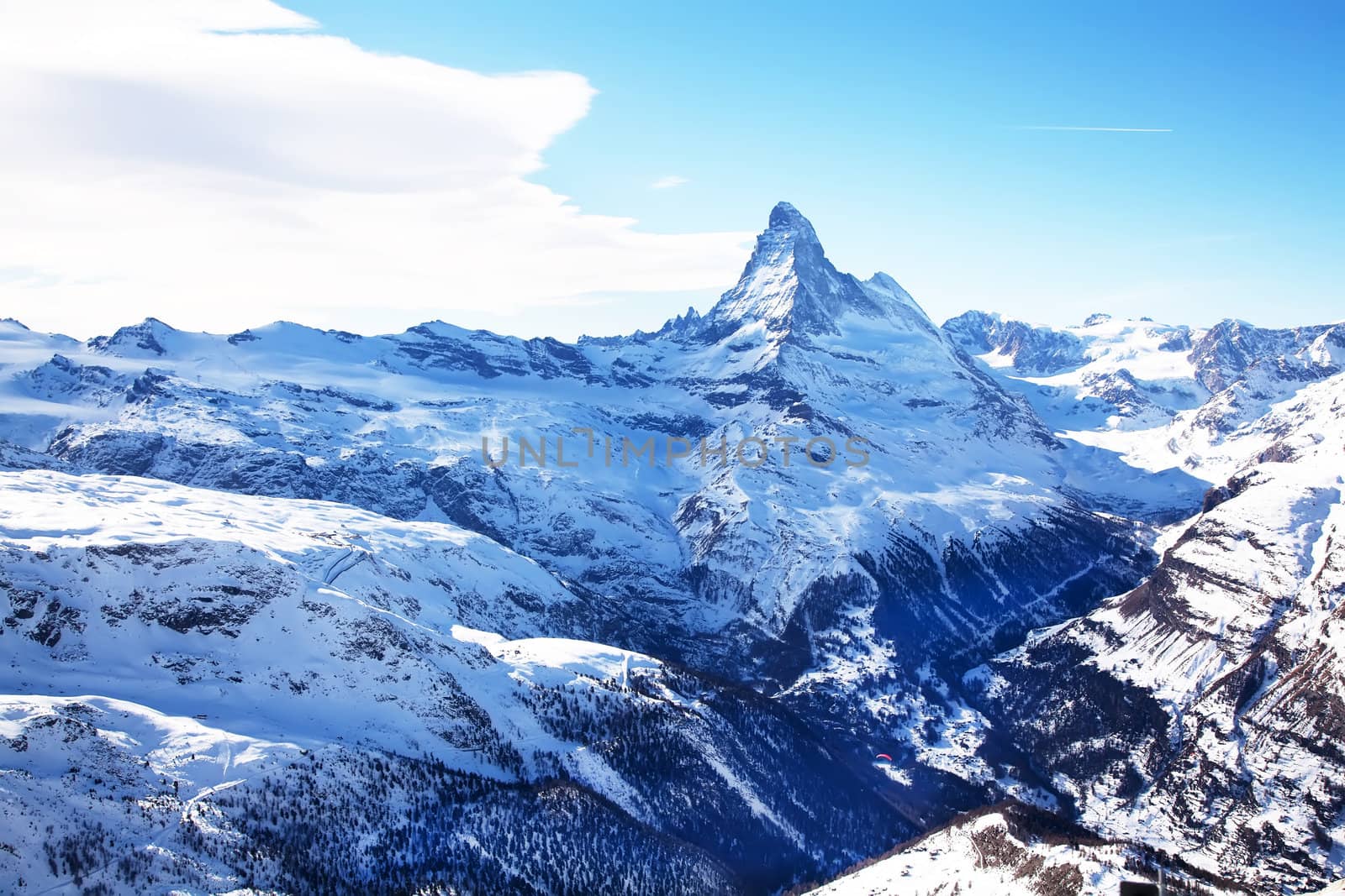 Winter landscape with Matterhorm mountain in winter by RawGroup