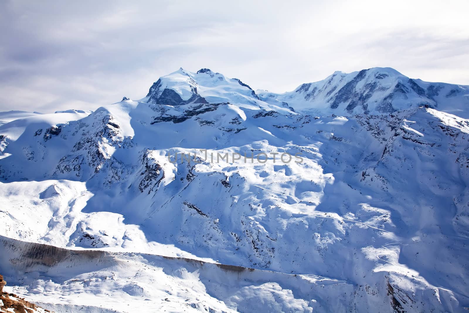 Beautiful Swiss winter landscape in Zermatt