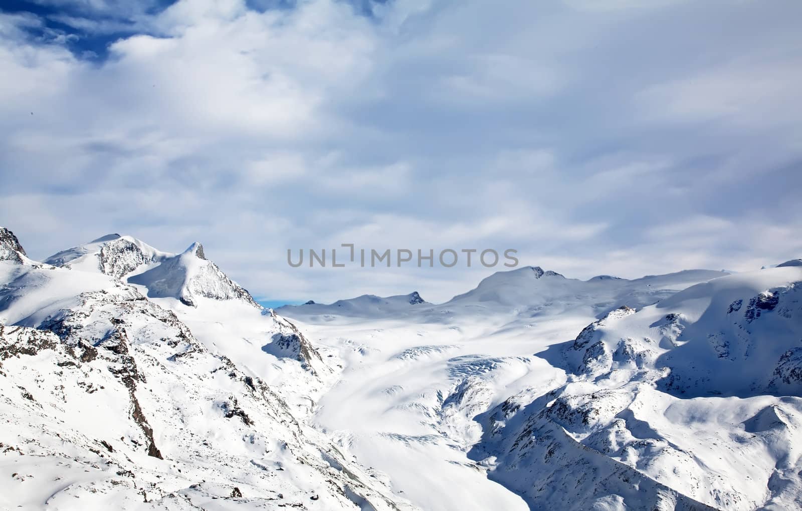 Beautiful Swiss winter landscape full of snow