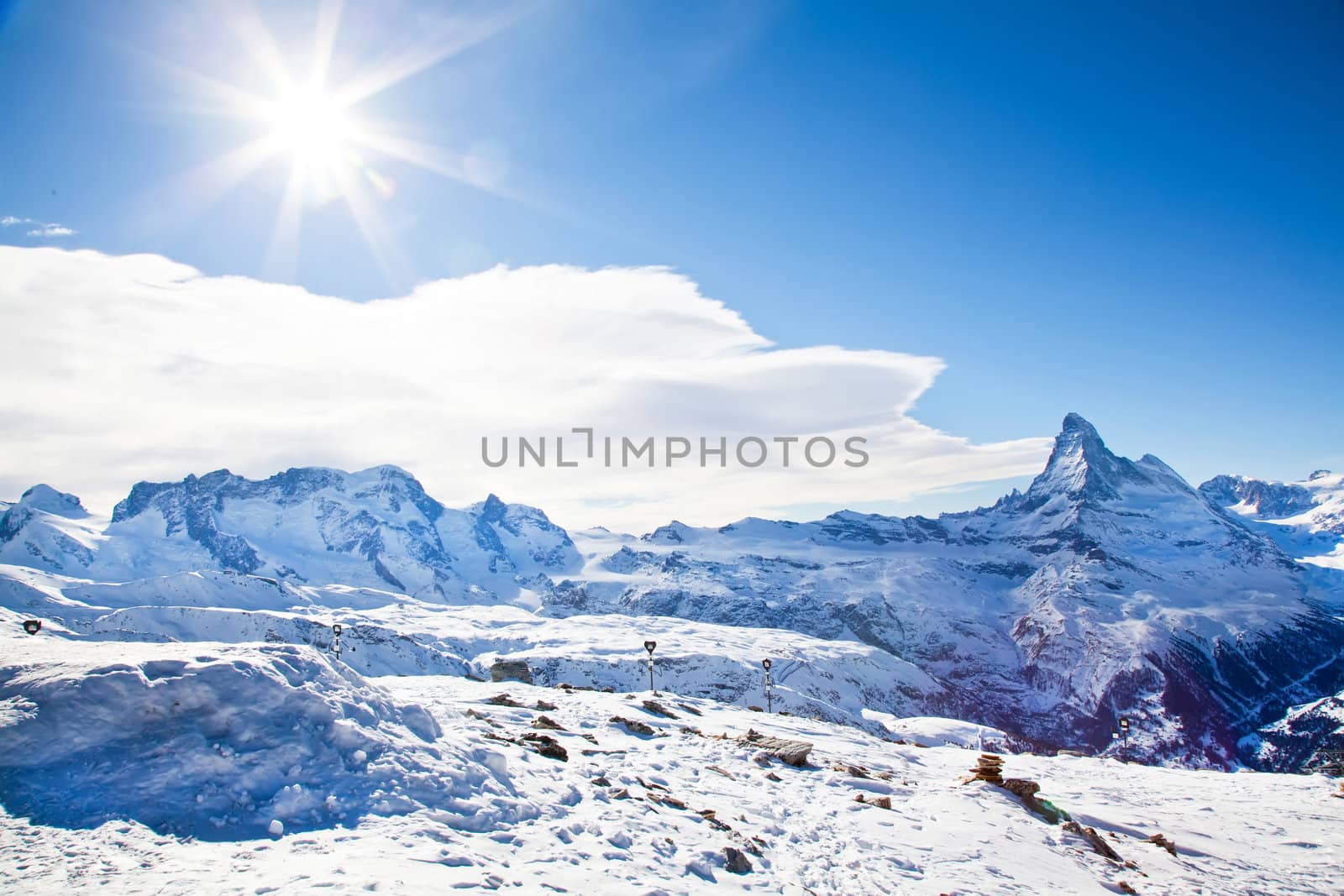 Winter swiss landscape on Switzerland hills with mountain Matter by RawGroup