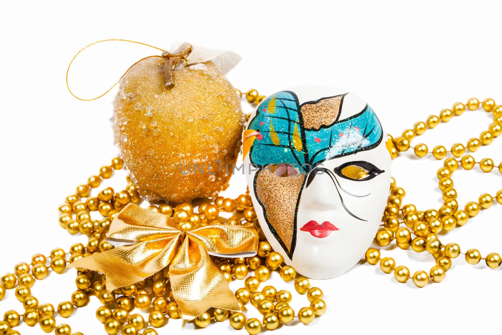 Blue and golden holiday mask with decorations by RawGroup