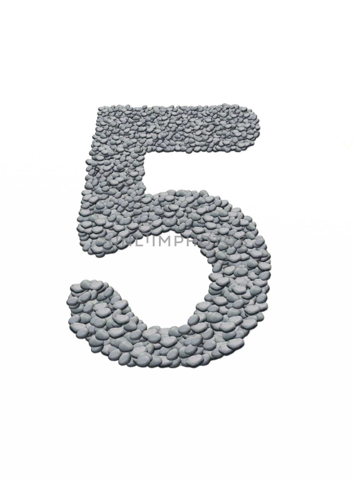 alphabet, number 5 with stone background