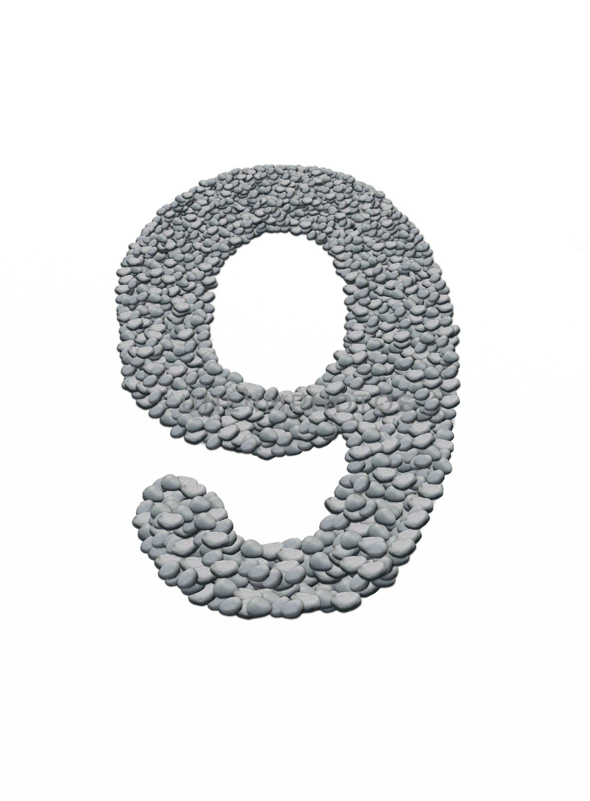 alphabet, number 9 with stone background