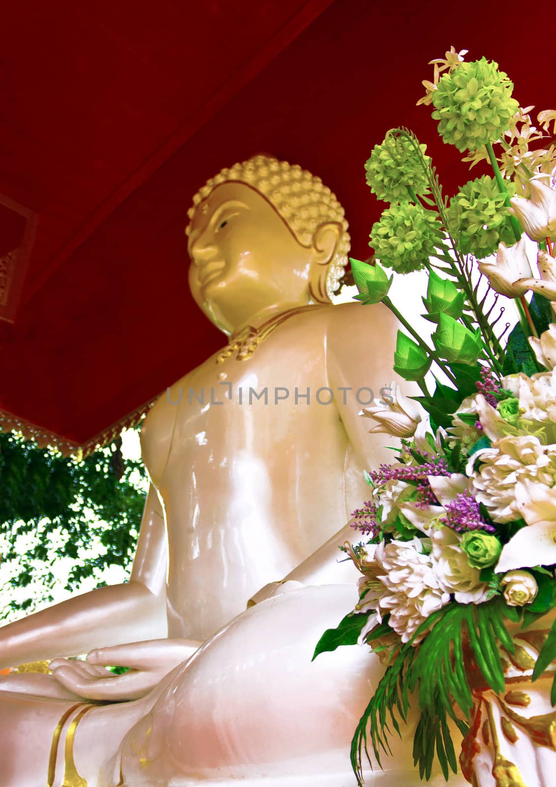 Statue Buddha in white in thailand by sutipp11