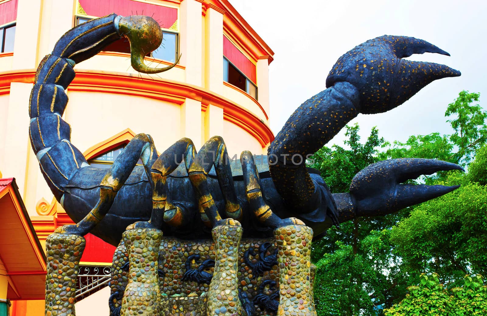 Big black scorpion and white tower by sutipp11