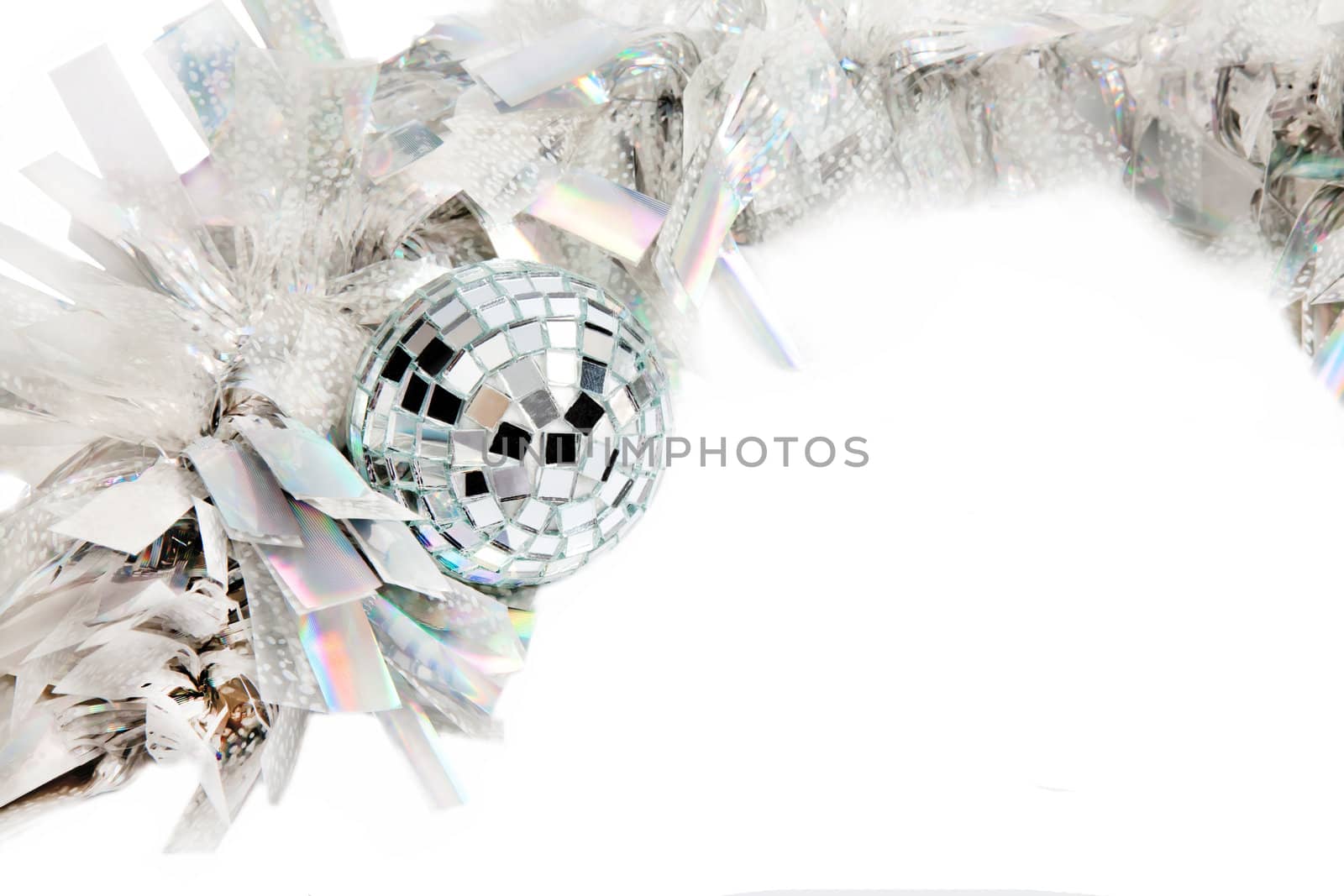 White and silver Christmas tinsel background by RawGroup