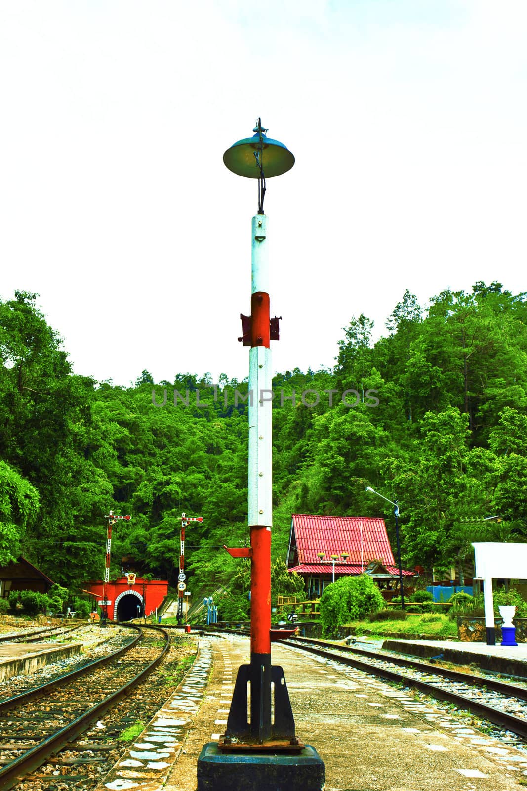 Pole lamp light for train station