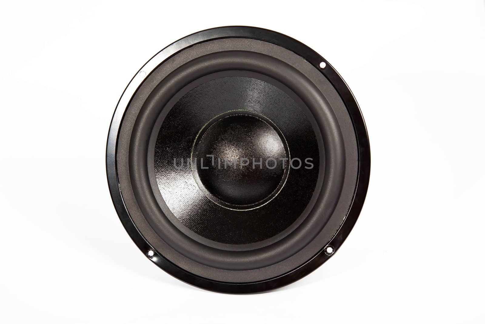 Audio speaker on white background