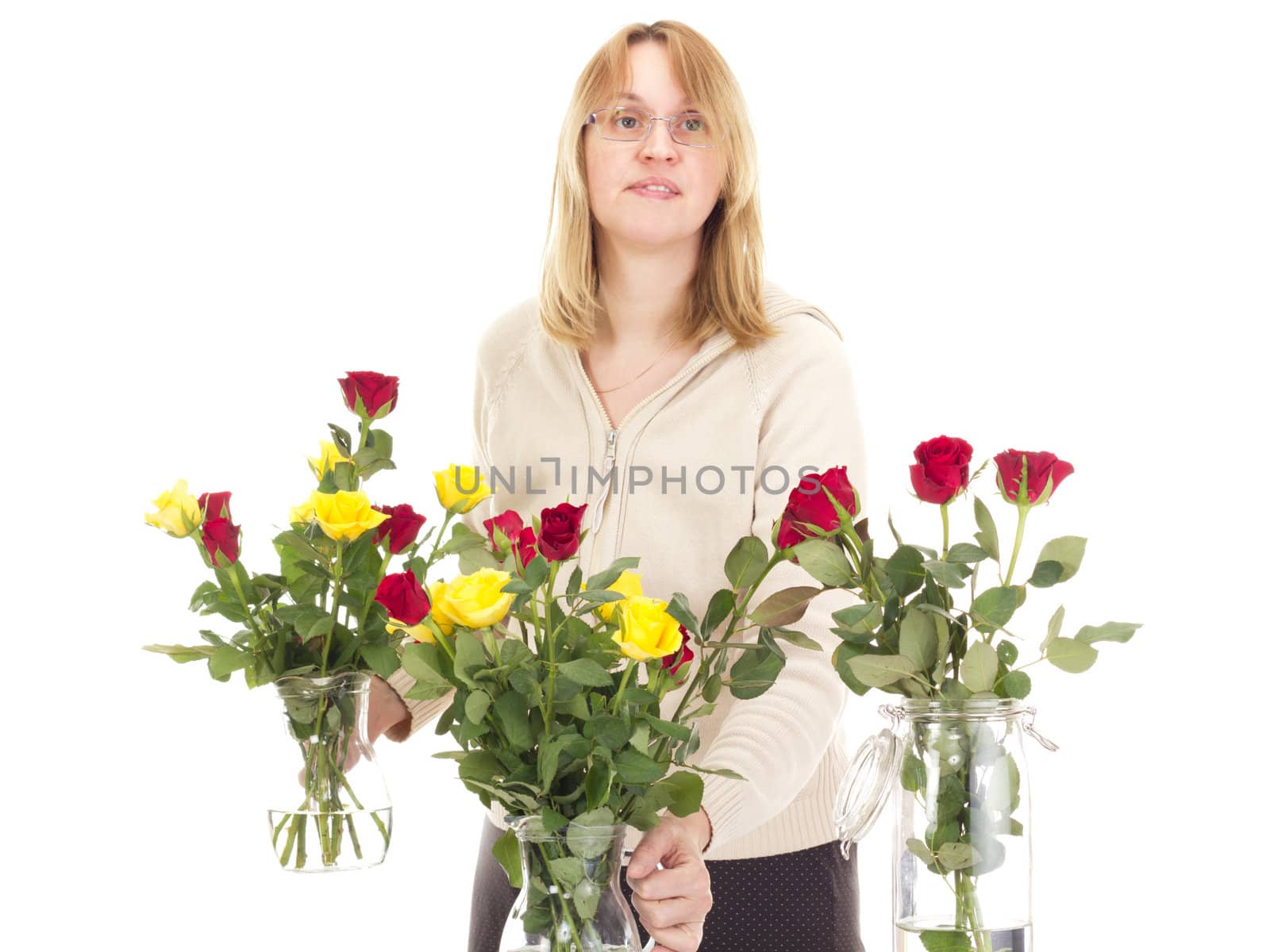 Florist with beautiful roses by gwolters