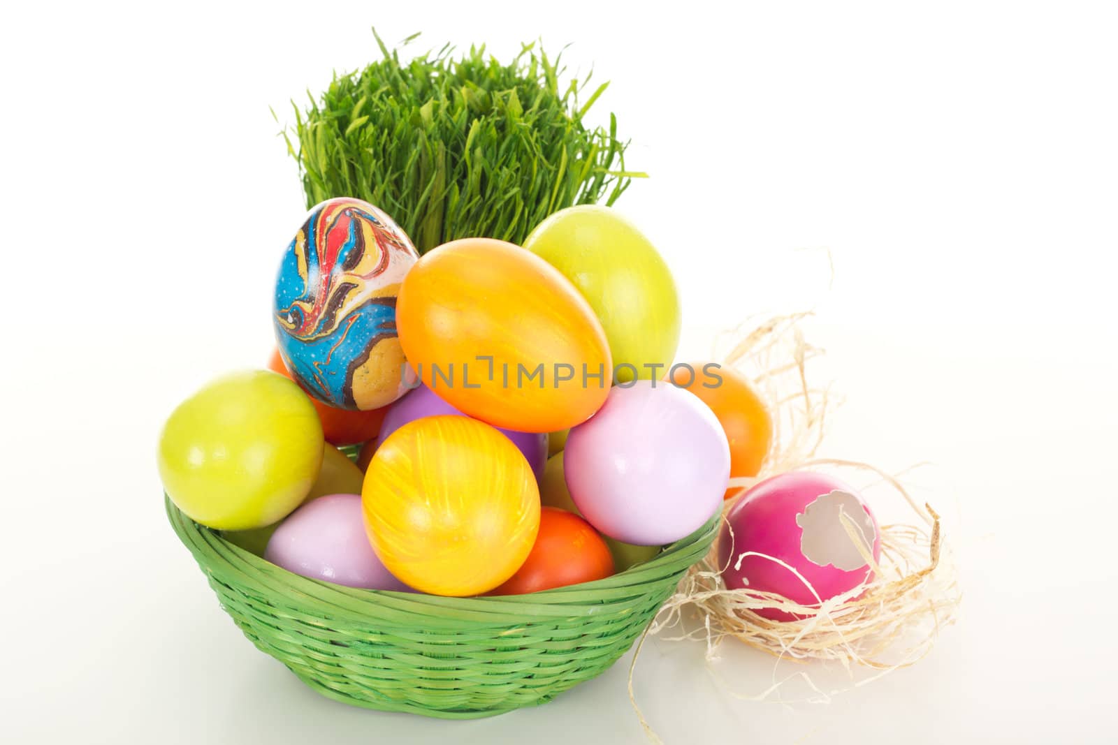Easter eggs in a basket
