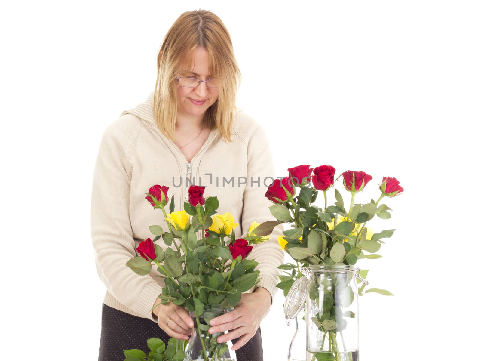 Florist with beautiful roses by gwolters