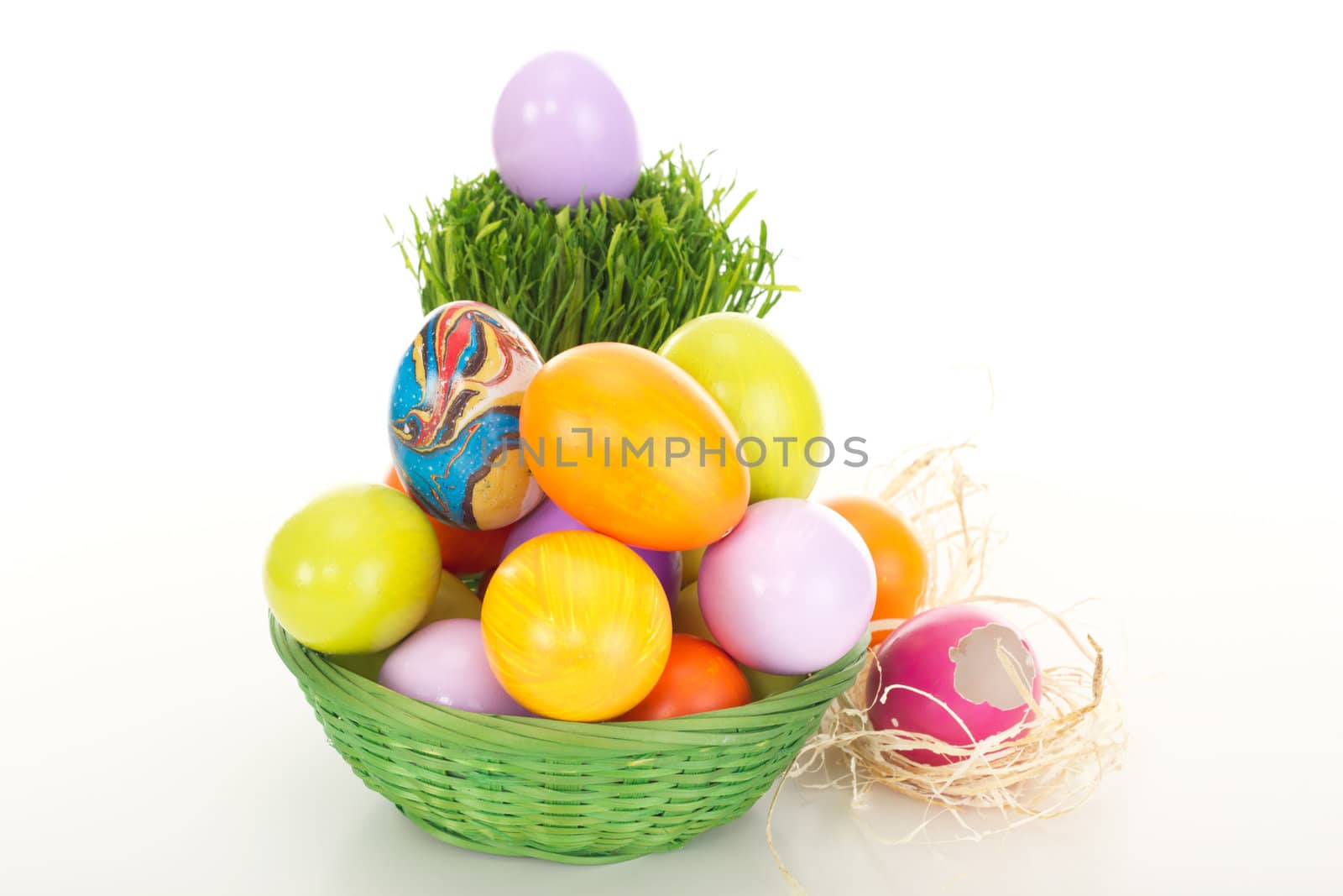 Easter eggs in a basket