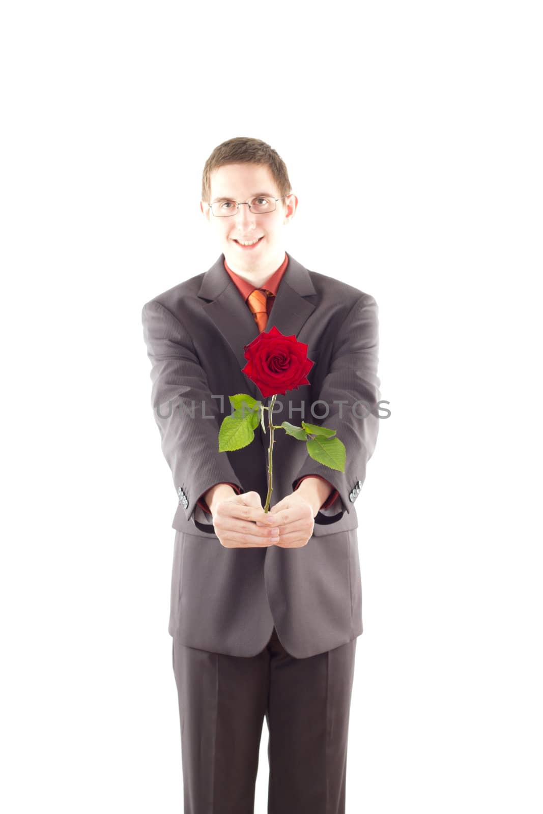 Young man with a rose