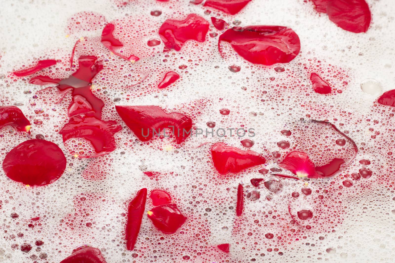 Bath water with rose petals
