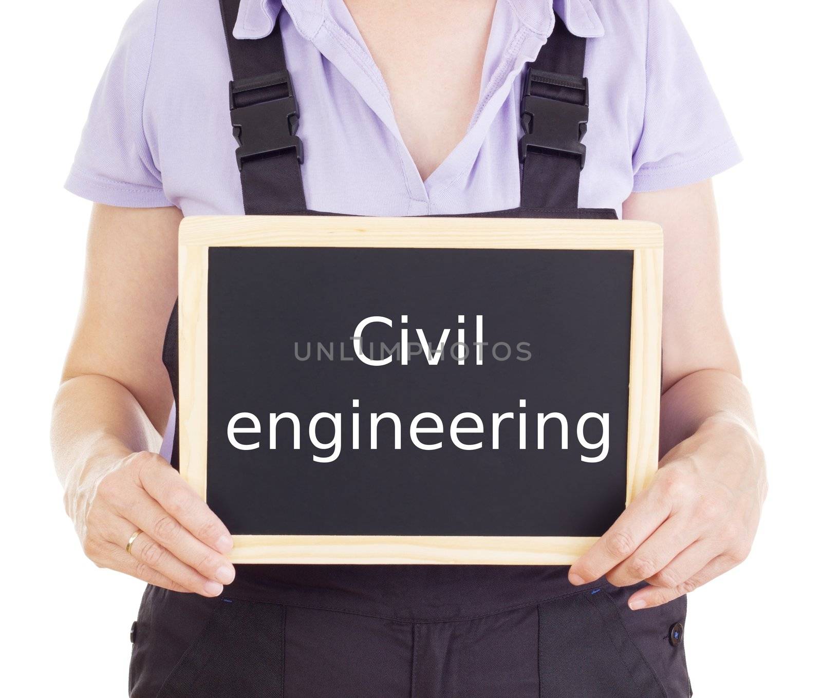 Craftsperson with blackboard: civil engineering