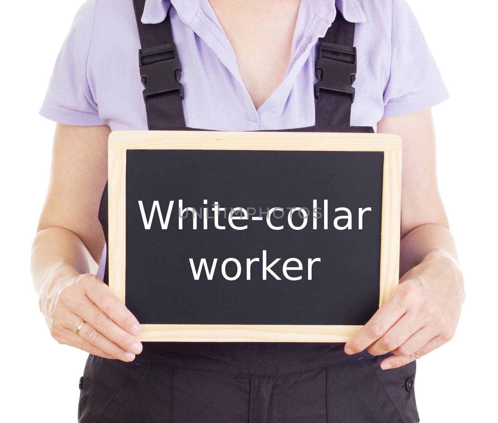 Craftsperson with blackboard: white-collar worker