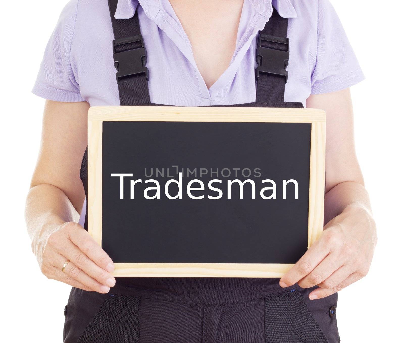 Craftsperson with blackboard: tradesman